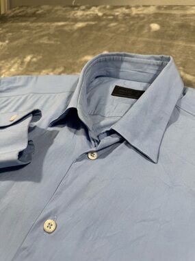 Prada Men’s Long Sleeve Button Up Dress Shirt Blue (42/16 1/2)